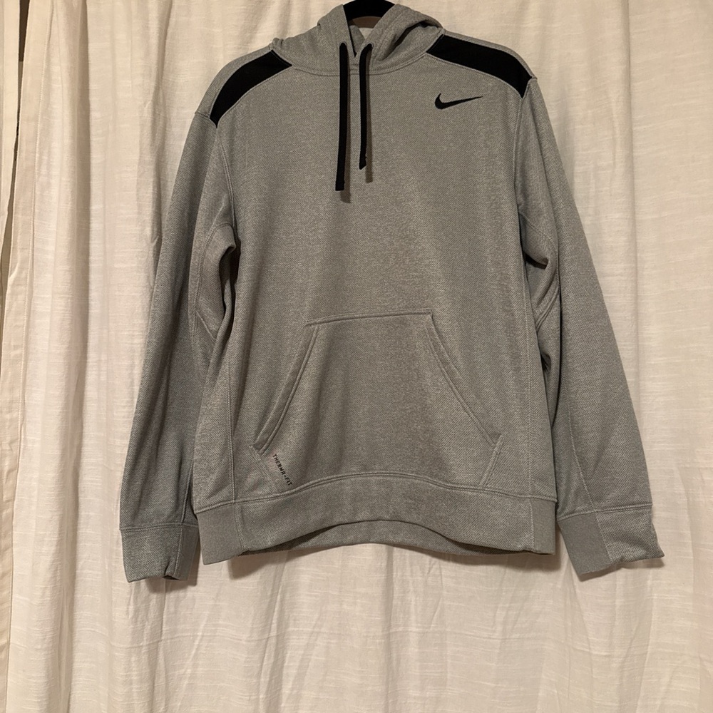 New!! Nike Heather Gray Hoodie with Black Details Size Medium